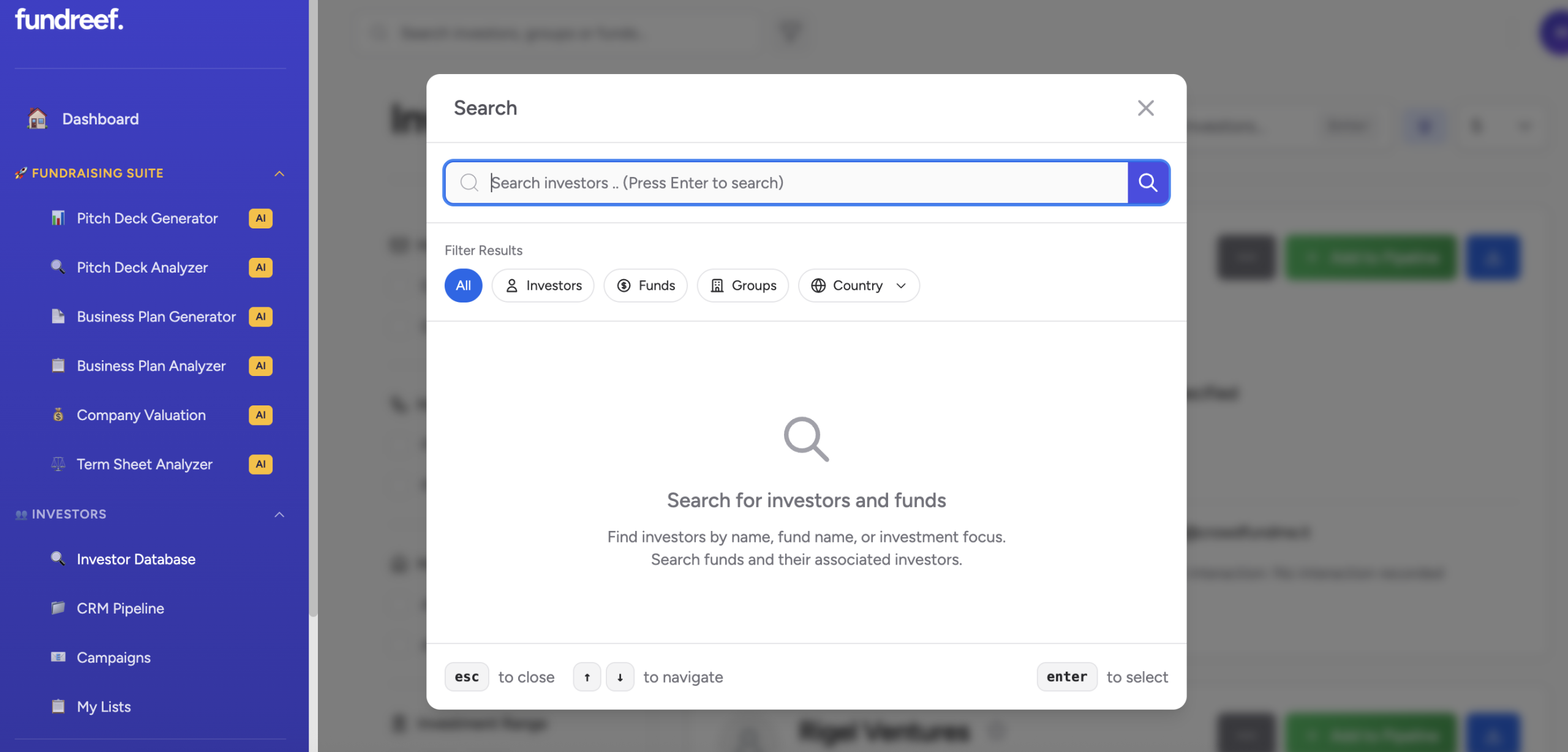 Investor Database Search